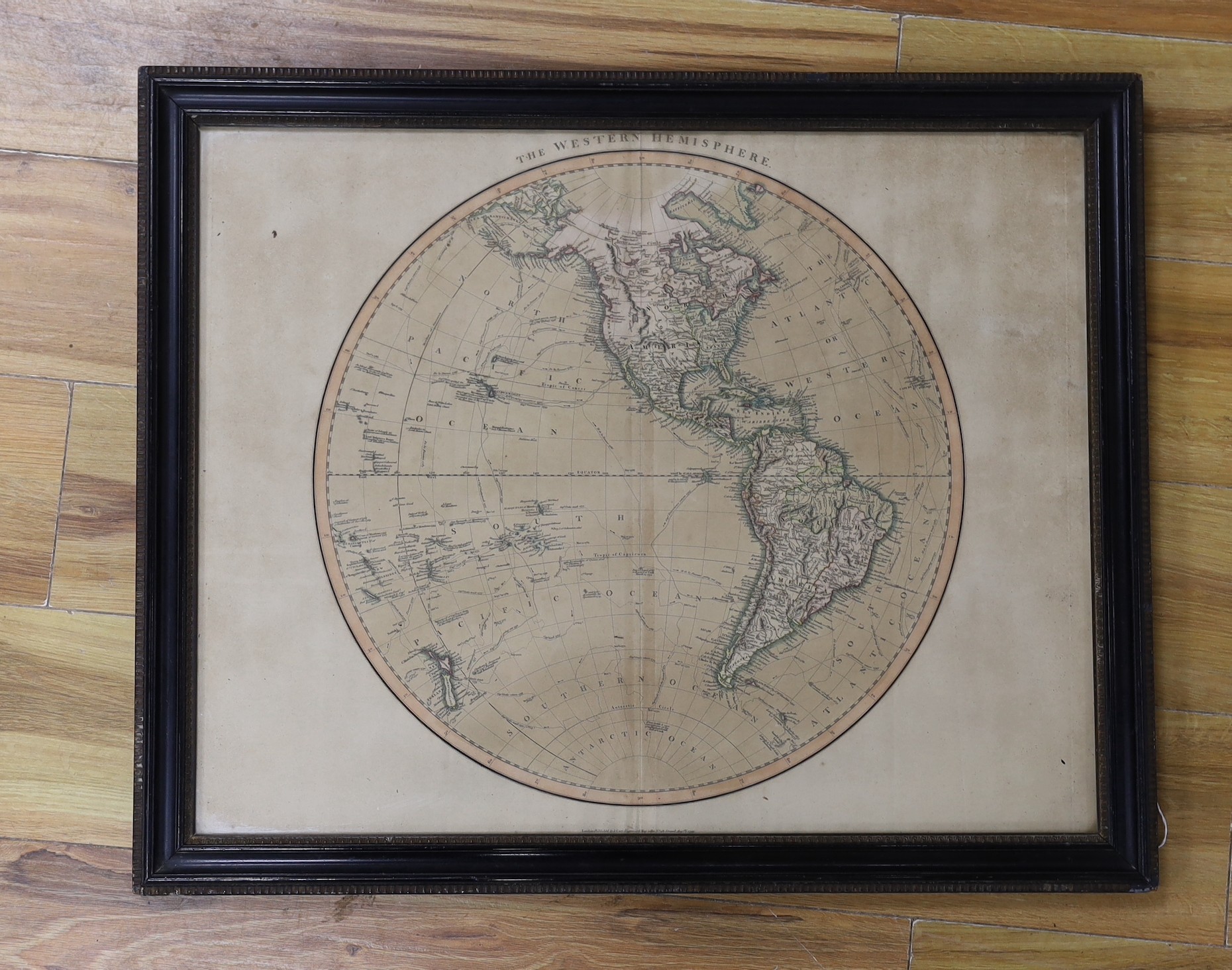 J. Cary, coloured engraving, Map of the Western Hemisphere 1799, 49 x 61.5cm